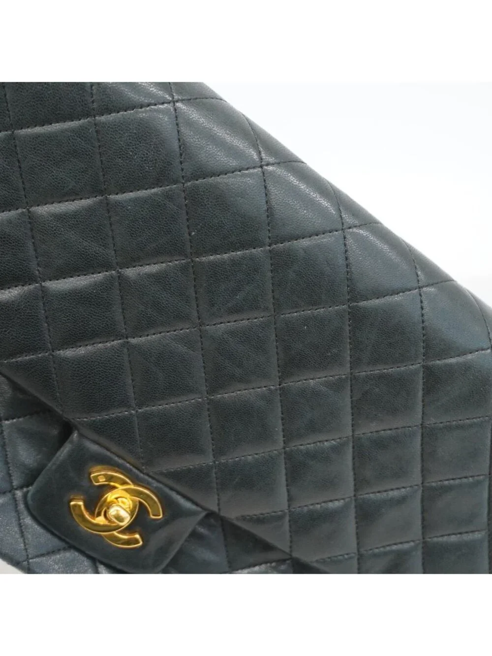 Chanel Shoulder Bag Quilted Lambskin Black Gold